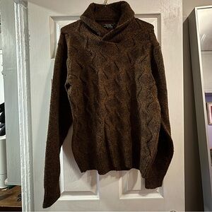 Portabella Men's Brown Cable Knit Sweater